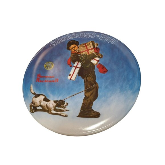 Norman Rockwell Collector Plate Wrapped Up In Christmas 1981 Edwin Knowles - Picture 1 of 9